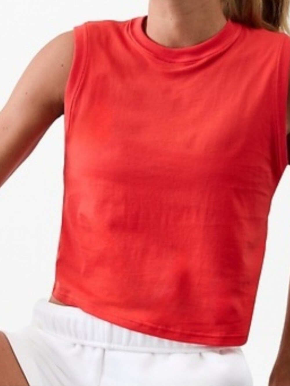 NWOT Athleta Coral True Cotton Crop Tank Top